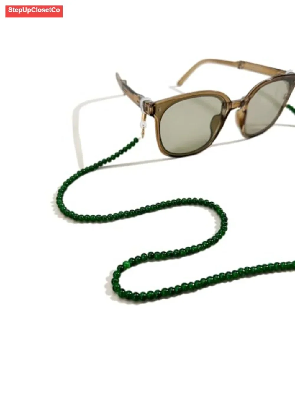 Beaded Eyeglass Chain with Silicone Loops, Adjustable Glasses Retainer Lanyard